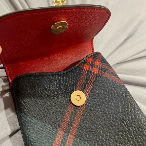 Ralph Lauren Pebbled Leather Plaid Phone Crossbody - Picture 3 of 3